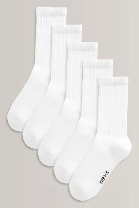 5 Pack Cotton Rich Cushioned Footbed Ribbed Socks