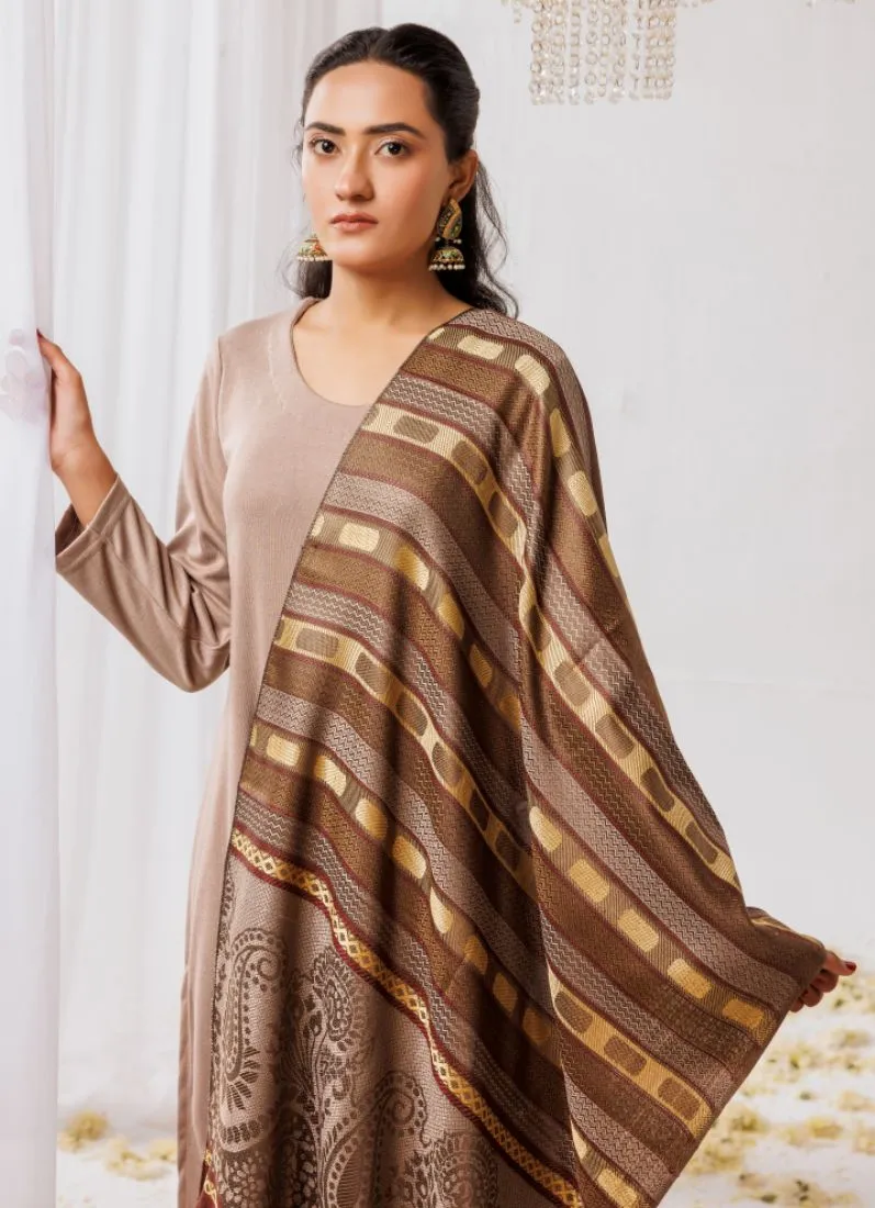 Beige Woollen Knitwear Suits with Dupatta