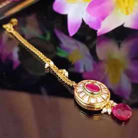 Designer Gold Plated Royal Kundan Maangtikka (D45)