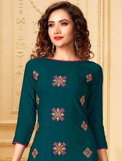 Gorgeous Green Colored Slub Rayon Palazzo Set