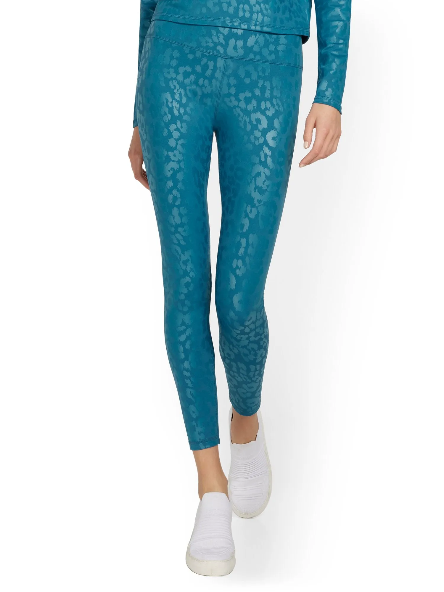 High-Waisted Foil Leopard-Print Pocket Legging