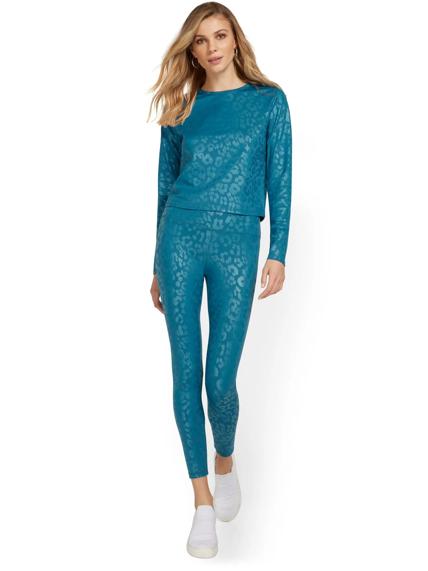 High-Waisted Foil Leopard-Print Pocket Legging