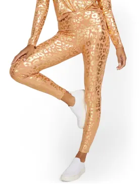 High-Waisted Foil Leopard-Print Pocket Legging