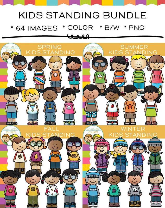 Kids Standing Clip Art Bundle