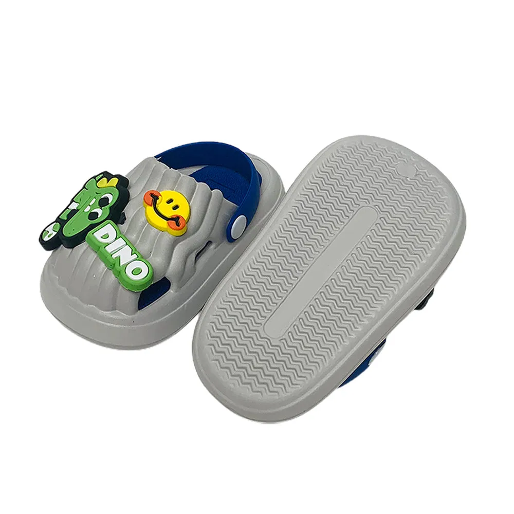 Little Surpise Box Blue Smilie Dino Slip On Clogs, Summer/Monsoon All Season Footwear For Toddlers & Kids.