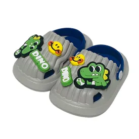 Little Surpise Box Blue Smilie Dino Slip On Clogs, Summer/Monsoon All Season Footwear For Toddlers & Kids.