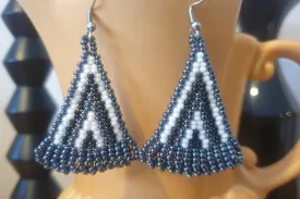 Mexican B&W Seed Bead Earrings