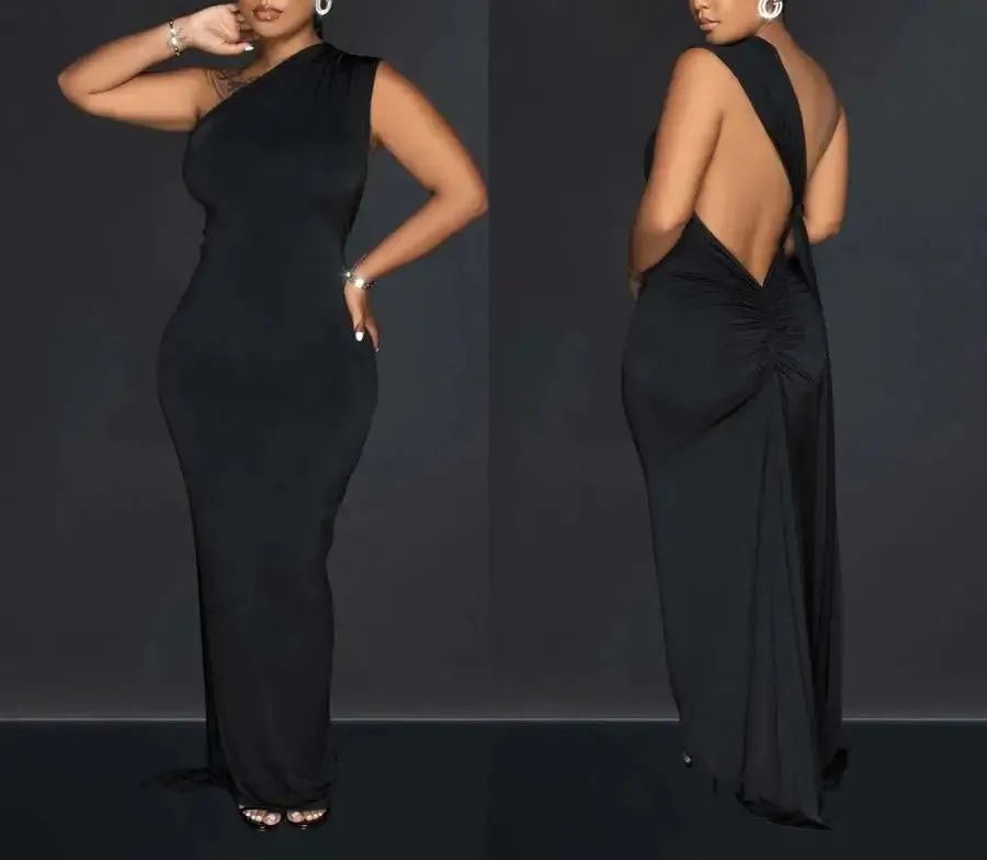Montana Dreams One Shoulder Backless Maxi Dress (S-2XL)