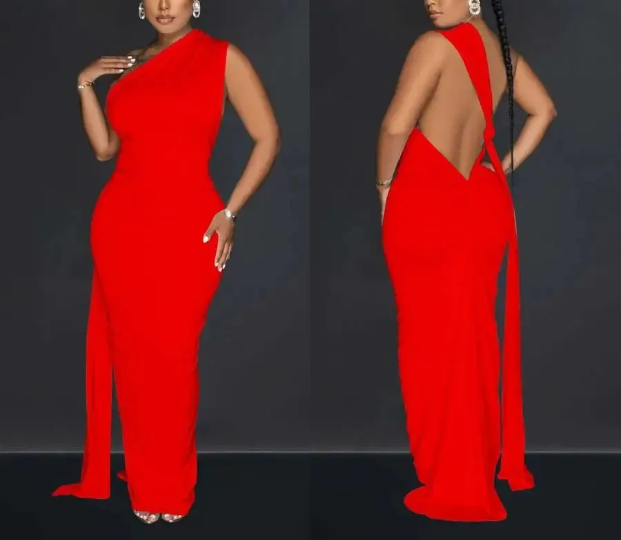 Montana Dreams One Shoulder Backless Maxi Dress (S-2XL)
